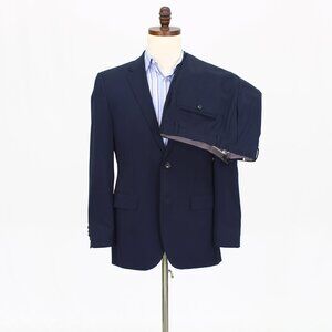 Hugo Boss 38R 34x30 Navy Full Suit 2-Button Solid R595